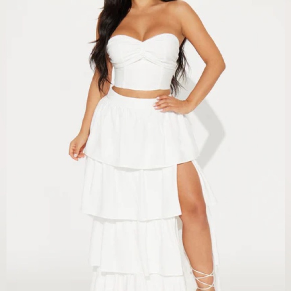 White Tiered Skirt Set